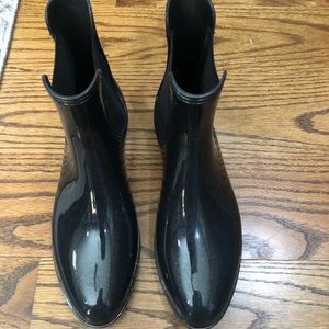 JUICY COUTURE Rori Black Sparkle Ankle Rain Boots NWOT